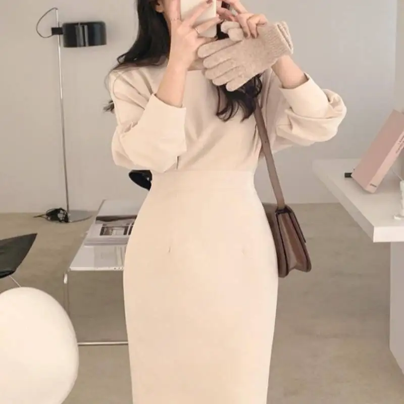 

Square Collar Clavicle Exposed Sexy Solid Dress Women High Waist Hip Draped Design Slim Fit Vestidos Temperament Robe