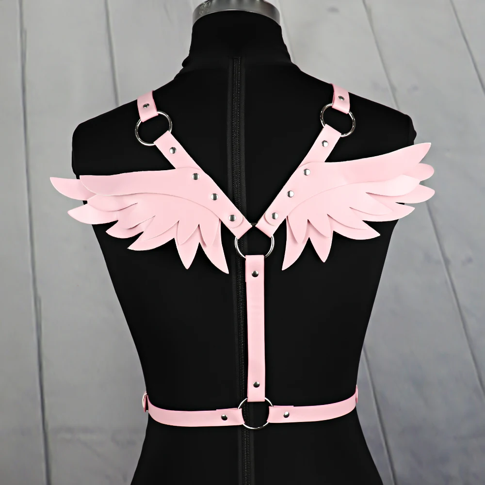 Женское кожаное нижнее белье с ушками-крыльями портупея женская сексуальное