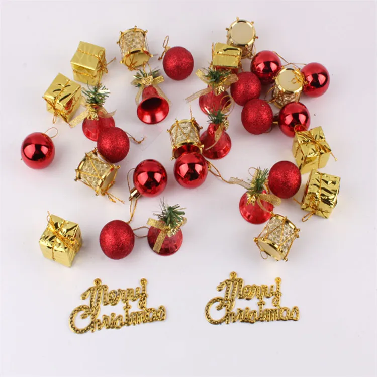 Украшения для новогодней елки 32 упаковки золотистого и красного цветов подвеска