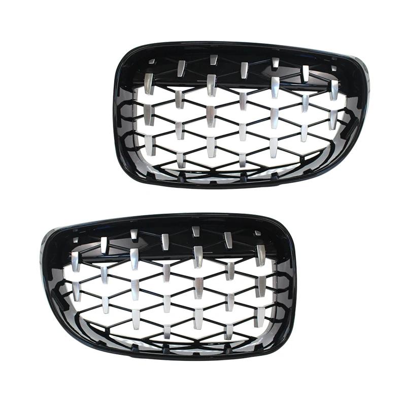 

beler 2pcs Gloss Black Front Kidney Diamond Edition Grill Fit For BMW 1 Series E81 E82 E87 E88 LCI 2007-2013 51137354949