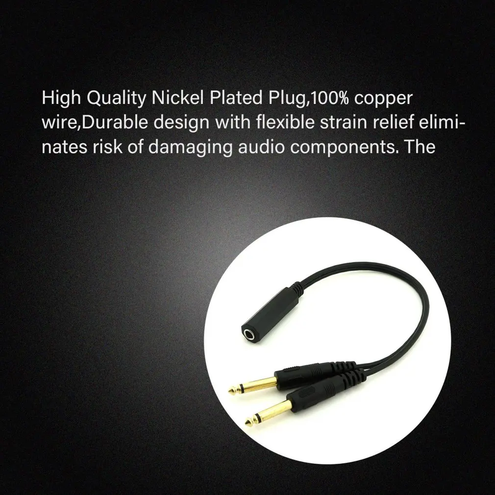 

6.35mm 1/4 inch Stereo TRS Female to 2 Dual 6.35mm Mono TS Male Y Splitter Cable