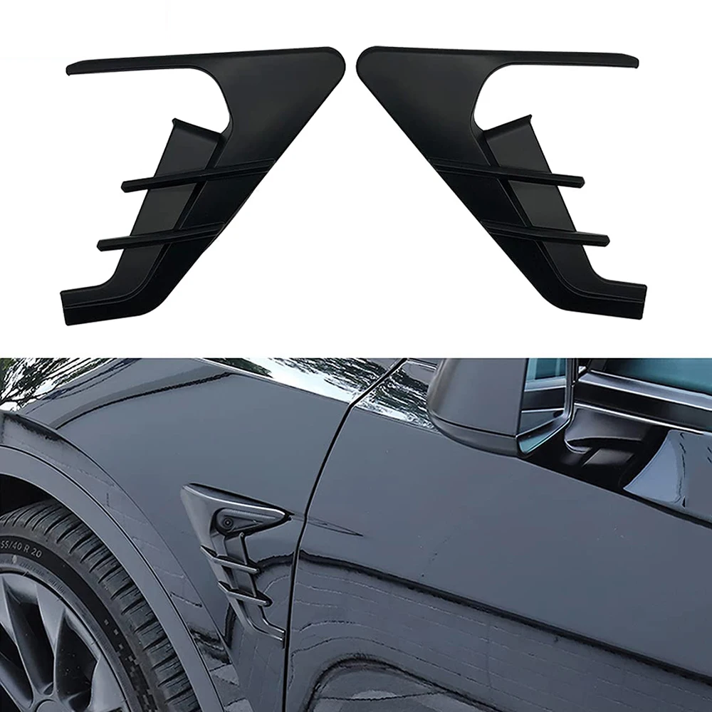 

Camera Flanks Car Side Wing Panel Cover Spoiler Dust Cover Decoration for Tesla Model 3/Y Side Fender Vents Camera Indicator