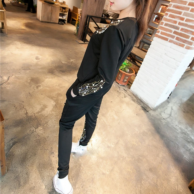 GALCAUR корейский стиль лоскутные комплекты из двух предметов с кристаллами женский