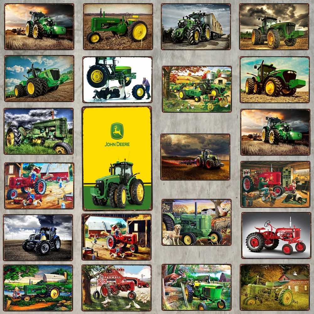 

【YZFQ 】Tractor Vintage Metal Tin Sign Poster Wall Stickers Garage Art Country Farmhouse Home Decor Plate DU-6965B
