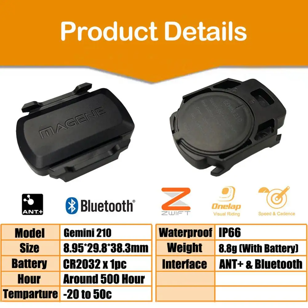 

MAGENE Computer Speedometer ANT+ Speed Cadence Dual Sensor Bike Speed Cadence Ant+ Compatible GARMIN iGPS ZWIFT ONELAP BRYTON