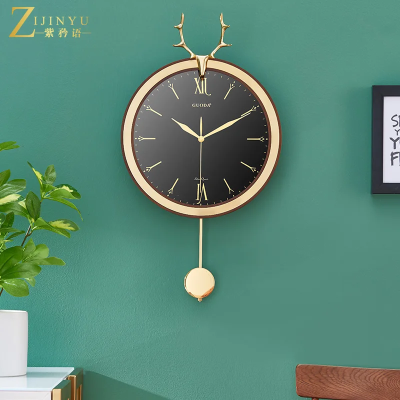 Large 3d Wall Clocks Home Decor Living Room Swing Clock Watches American Deer Head Duvar Saati Gift Ideas FZ293 | Дом и сад