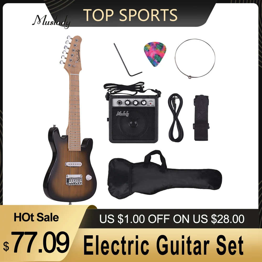 Набор для электрогитары Детский комплект из 28 дюймов мини-усилитель с кленовым