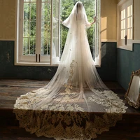 wedding veil 3 meters long bridal veils champagne applique one layer bride wedding accessories in stock 2020