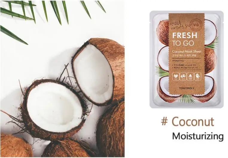 Coconut Mask Маска Fresh To Go, лист, 1 шт., маска для лица, увлажняющая, контроль жирности, против старения, сужает поры, отшелушивающая маска для лица, корейская косметика - Цвет: Coconut Mask