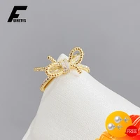 fuihetys ring 925 silver jewelry accessories with zircon gemstone bowknot shape open finger rings for women wedding party gifts