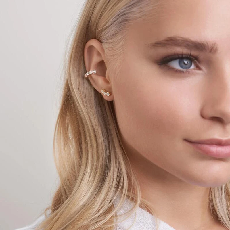 1 шт. модные Многослойные клипсы для ушей в форме C женщин не пирсинг с кристаллами
