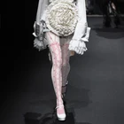 Милые розовые колготки в стиле Лолиты со шнуровкой; Непрозрачные колготки