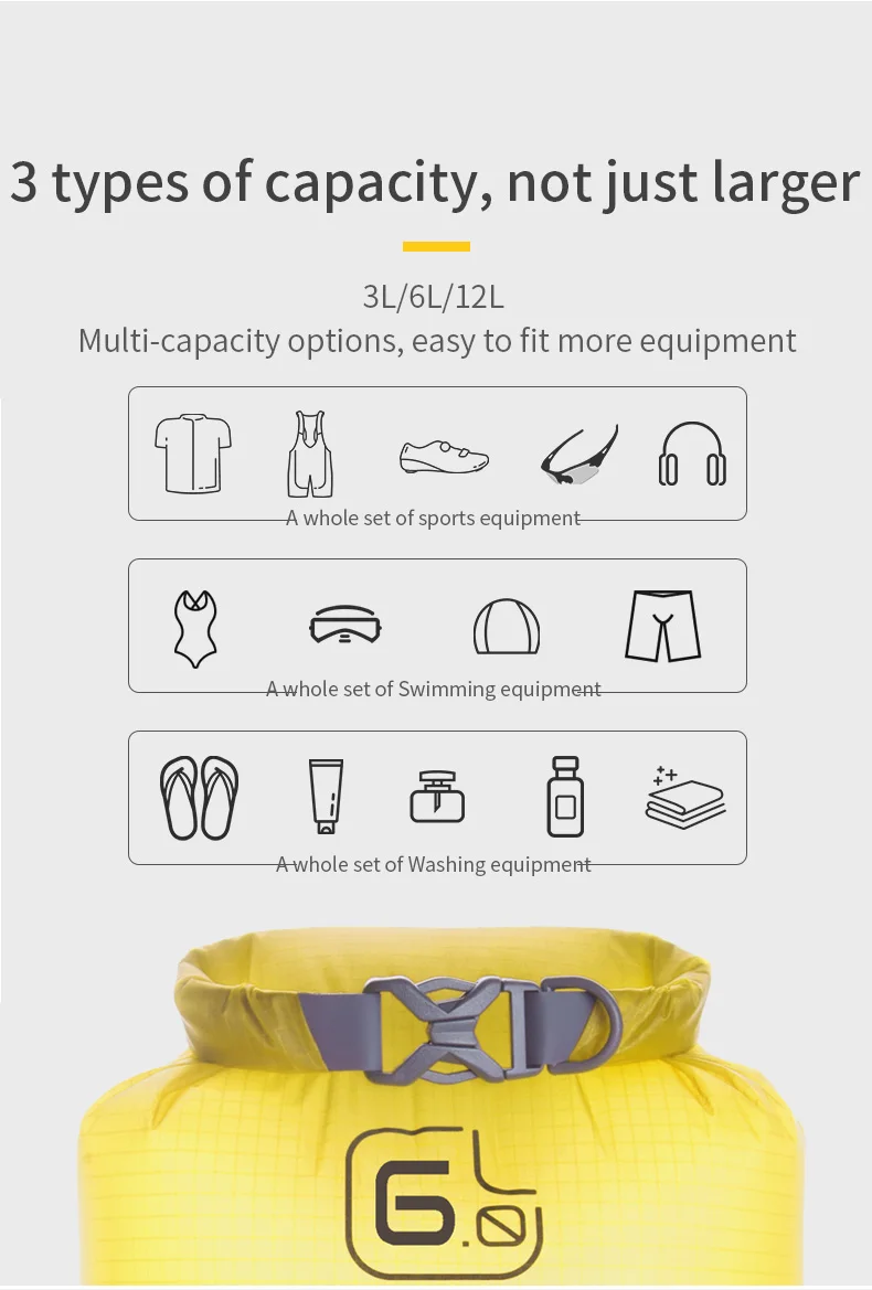 AONIJIE Lightweight Sports Waterproof Bag Bucket Dry Bag Match With Off-road Backpack For Running Riding Rafting Swimming