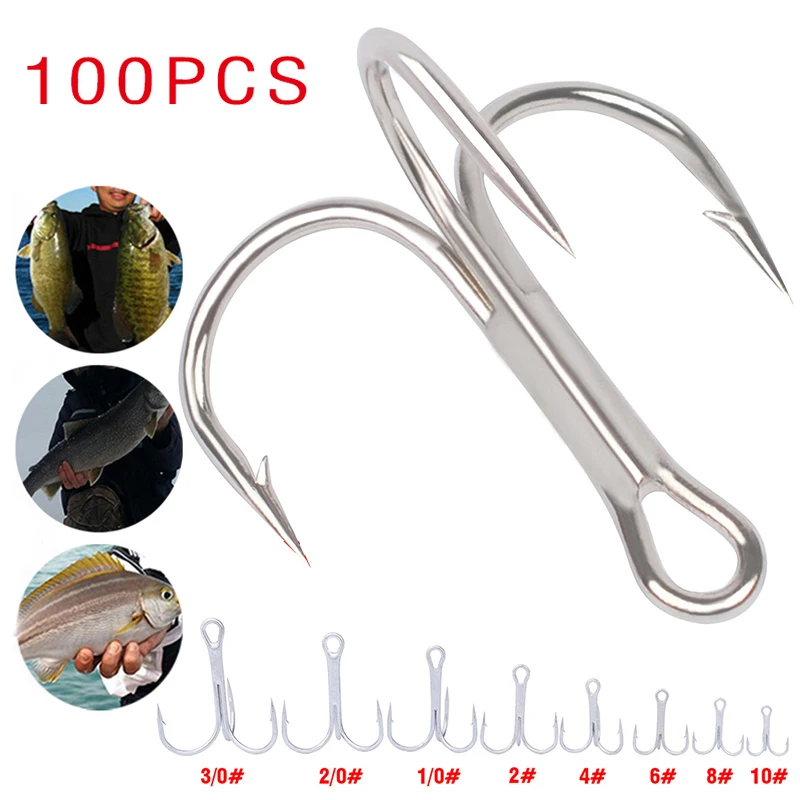

Tool Fishing Hooks Supply Kit Set PROBEROS 100Pcs Pack Barbed Three tip