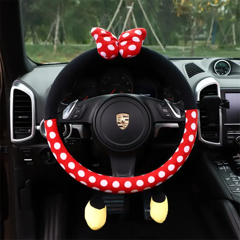 

Warm Winter Car Steering Wheel Cover Plush Cartoon Steering Wheel Covers For Women Girls Braiding On the Steering-Wheel Cover