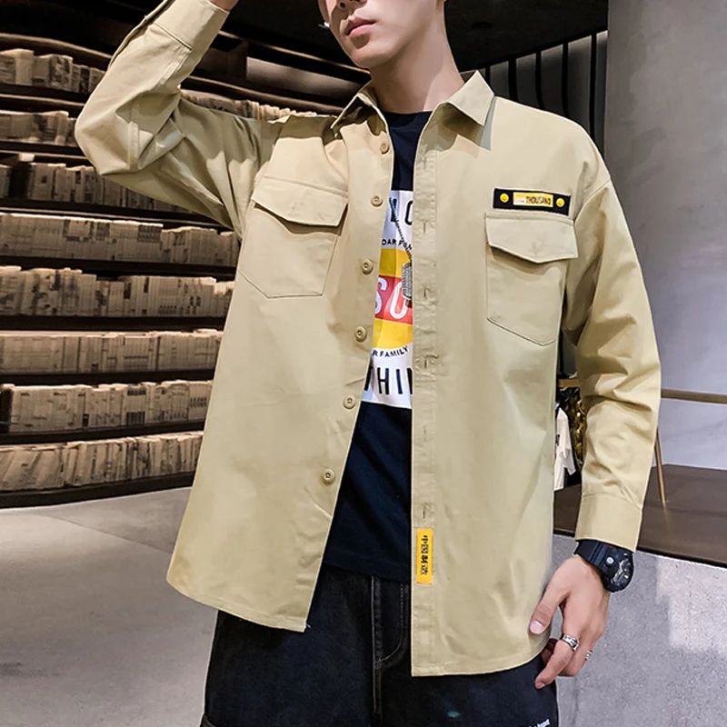 

2019 Men Long Sleeve Shirts Camisa Fashion Streetwear Harajuku Casual Cotton Male Dress Shirts ABZ576