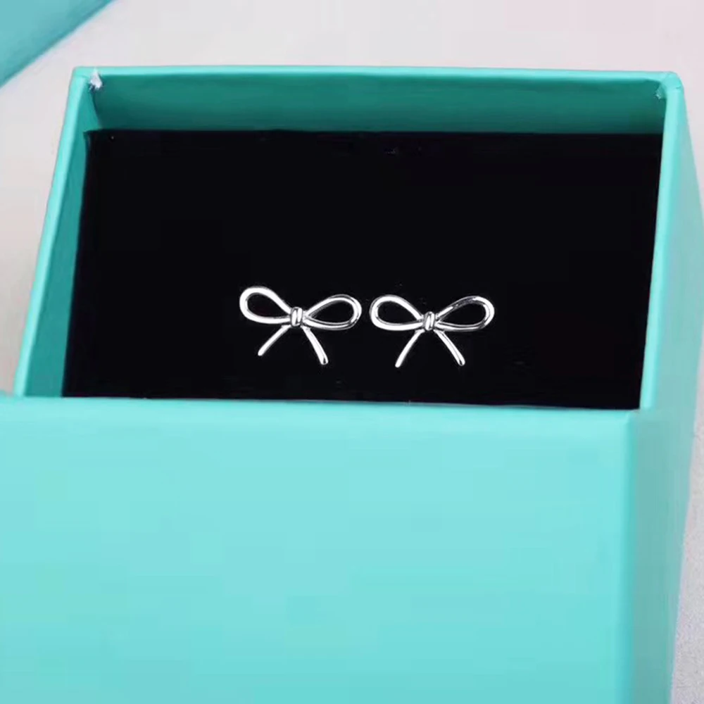 

European and American popular Tif s925 earrings, heart-shaped bow-knot series earrings, fashion women