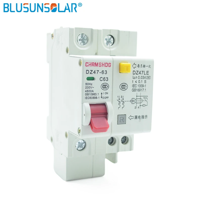 RCBO MCB 230V 1P + N автоматический выключатель остаточного тока с выключателем защиты