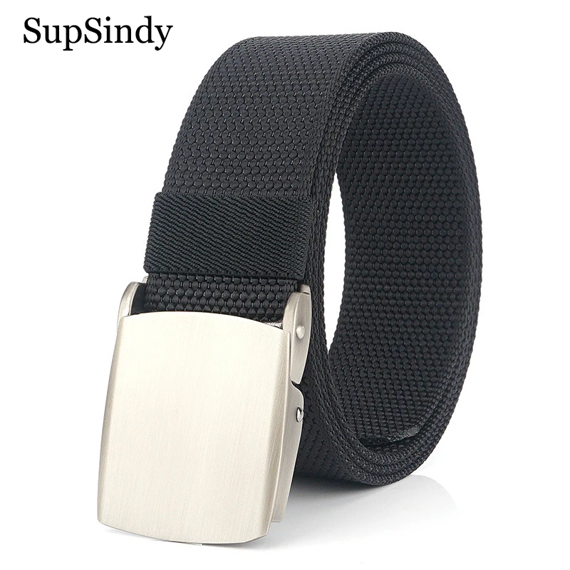 SupSindy Man's nylon belt luxury metal buckle Canvas Belts for men fashion jeans Waistband outdoor casual male strap Top quality