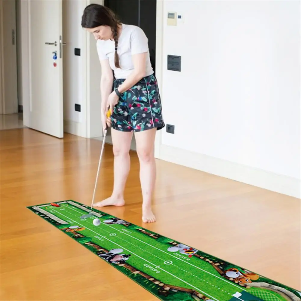 

297 X 51cm Golf Mini Putter Trainer Indoor And Outdoor Non-slip Practice Ball Mat Cup Hole W/Mini Flagstick + 3 Colorful Balls