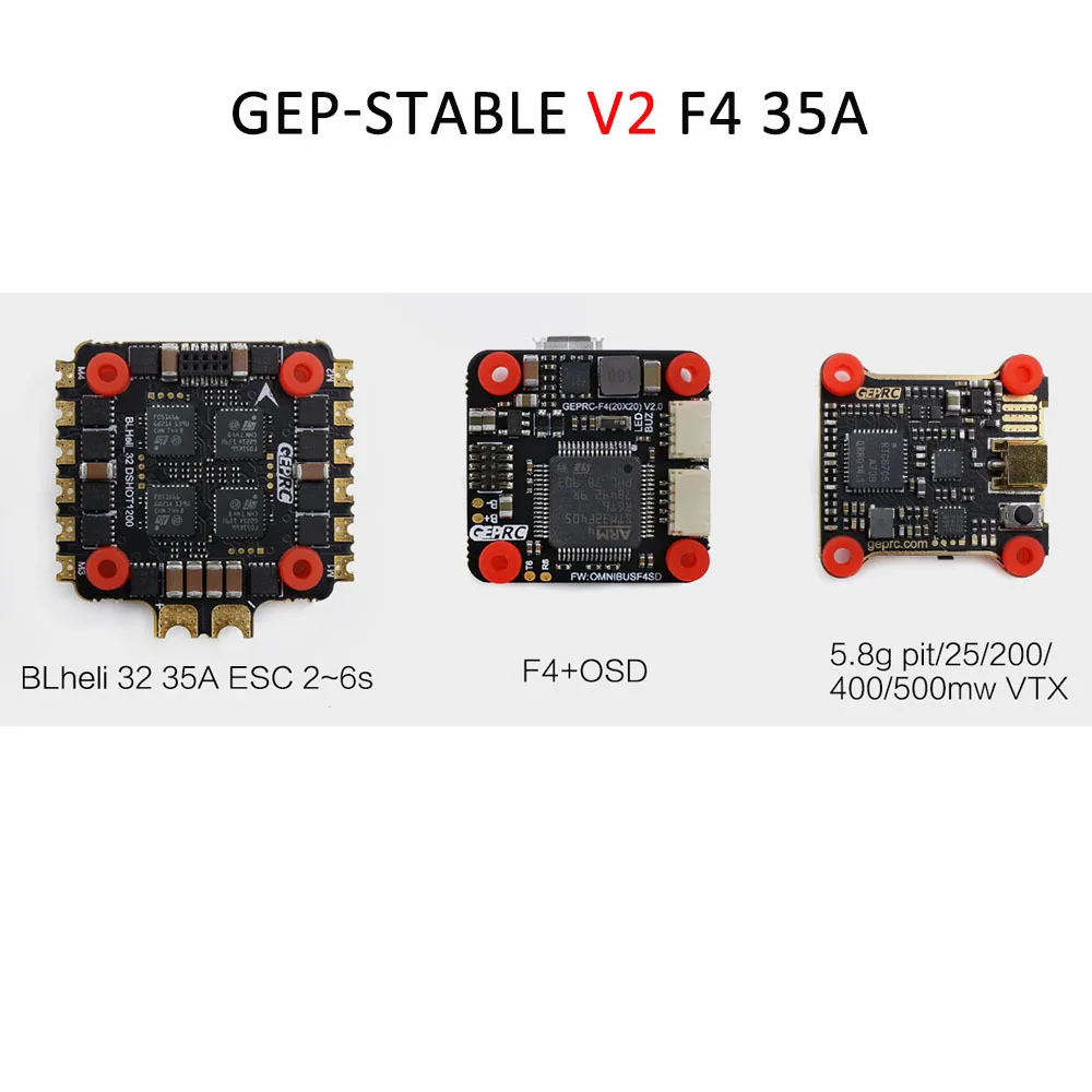 GEP-Stablev2 F4 35A Geprc стабильный Pro F7 Dual Bl 35A Flytower стабильный V2 F4 Контроллер полета+ 35A/30A ESC+ 5,8g 500mw VTX для FPV гоночного дрона - Цвет: GEP-Stablev2 F4 35A