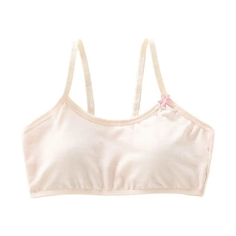 

Puberty Girls Lightly Padded Training Bra Sweet Floral Wire Free Sport Underwear