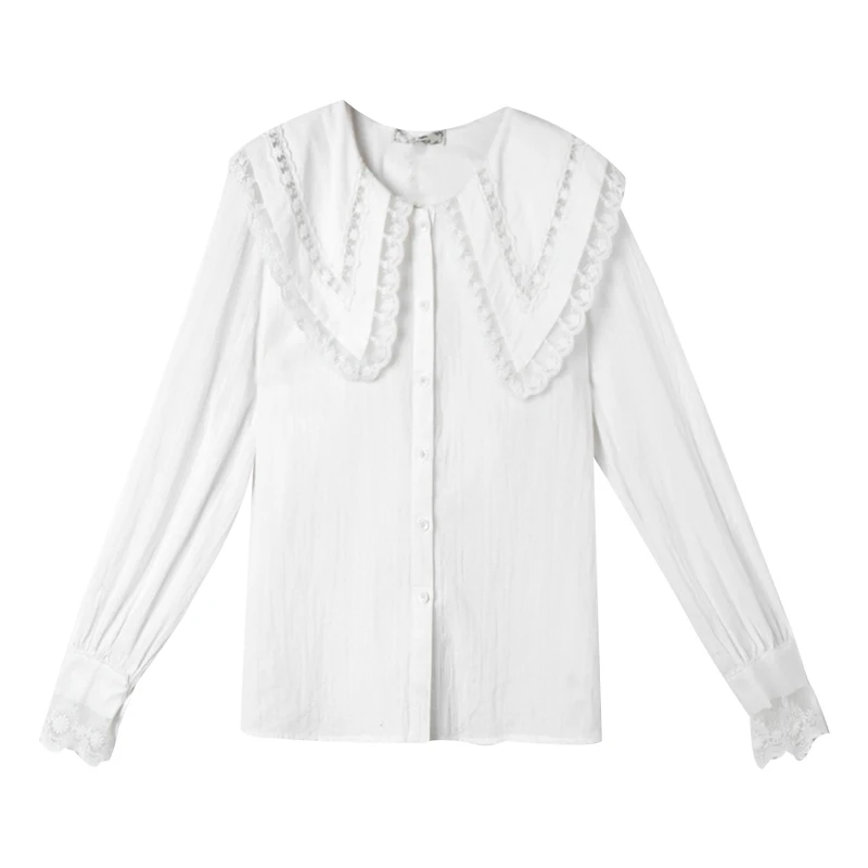 

Korean version of the small fashion lace stitching shirt 2021 spring new college style sweet and age-reducing versatile top