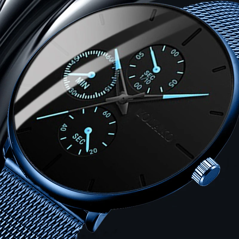 

Elegant Blue Men Wristwatches 2021 Minimalist Ultra Thin Stainless Steel Mest Belt Wrist Watch Male Clock Hour reloj hombre