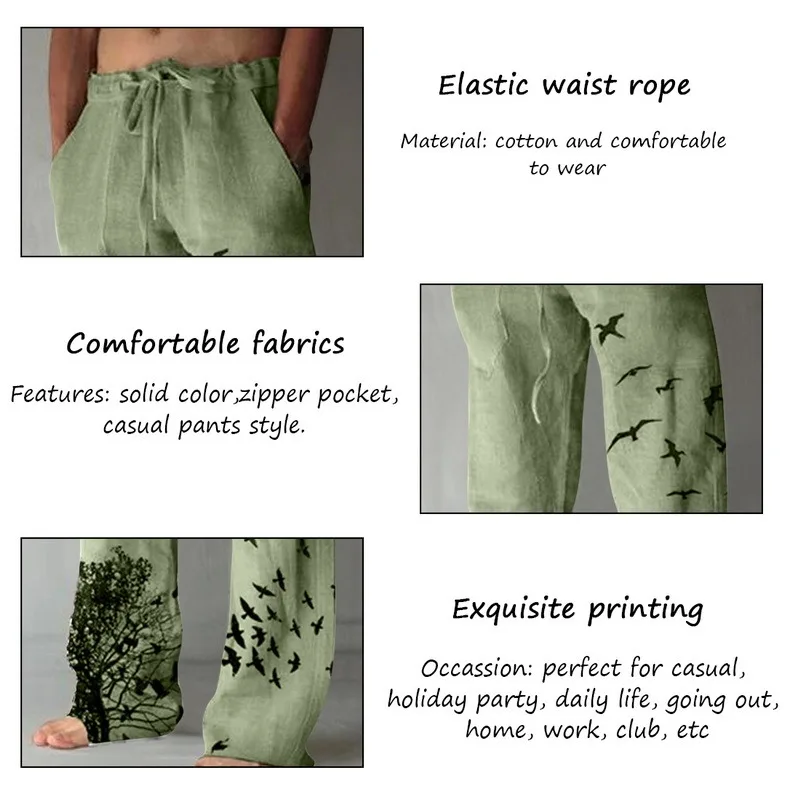 

2021 Men's Stand Pocket Casual Linen Pants Drawstring Loose Trouser Plus Size 3xl Mens Fashion Hip Hop Sweatpants Men Streetwear