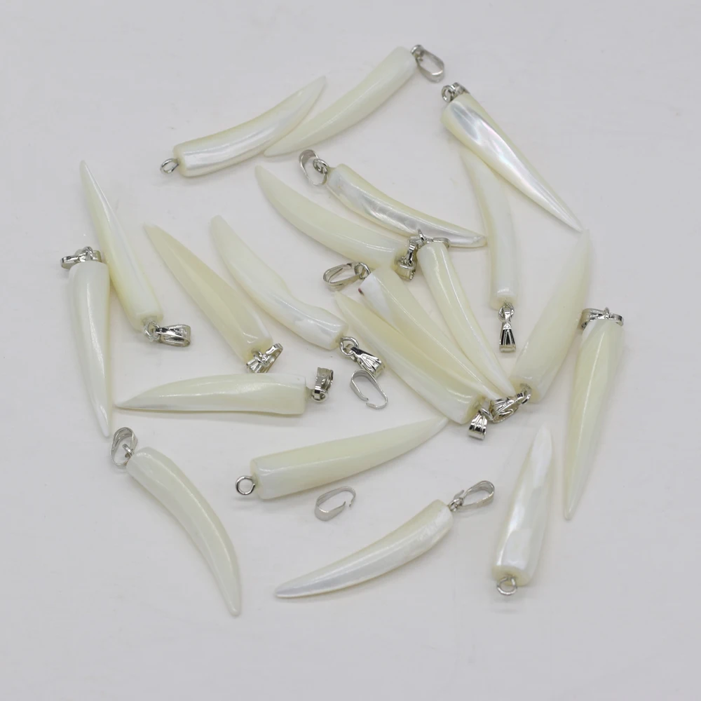 3 шт. Подвеска из натуральной ракушки белая продолговатая форма конуса
