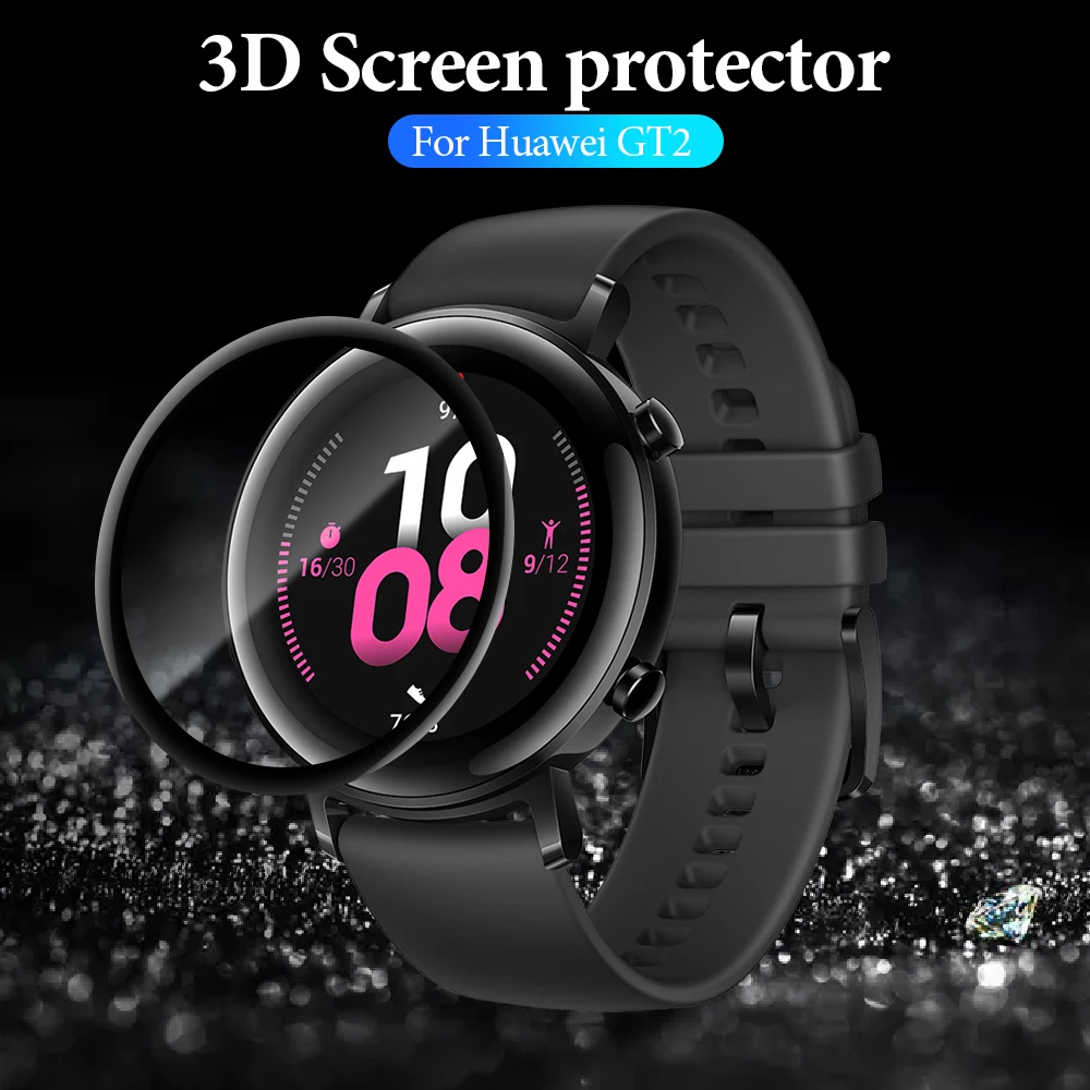

3D Защита экрана для смарт-часов Huawei GT2 42 мм, прозрачная защитная пленка с полным покрытием, закаленное стекло для часов Huawei