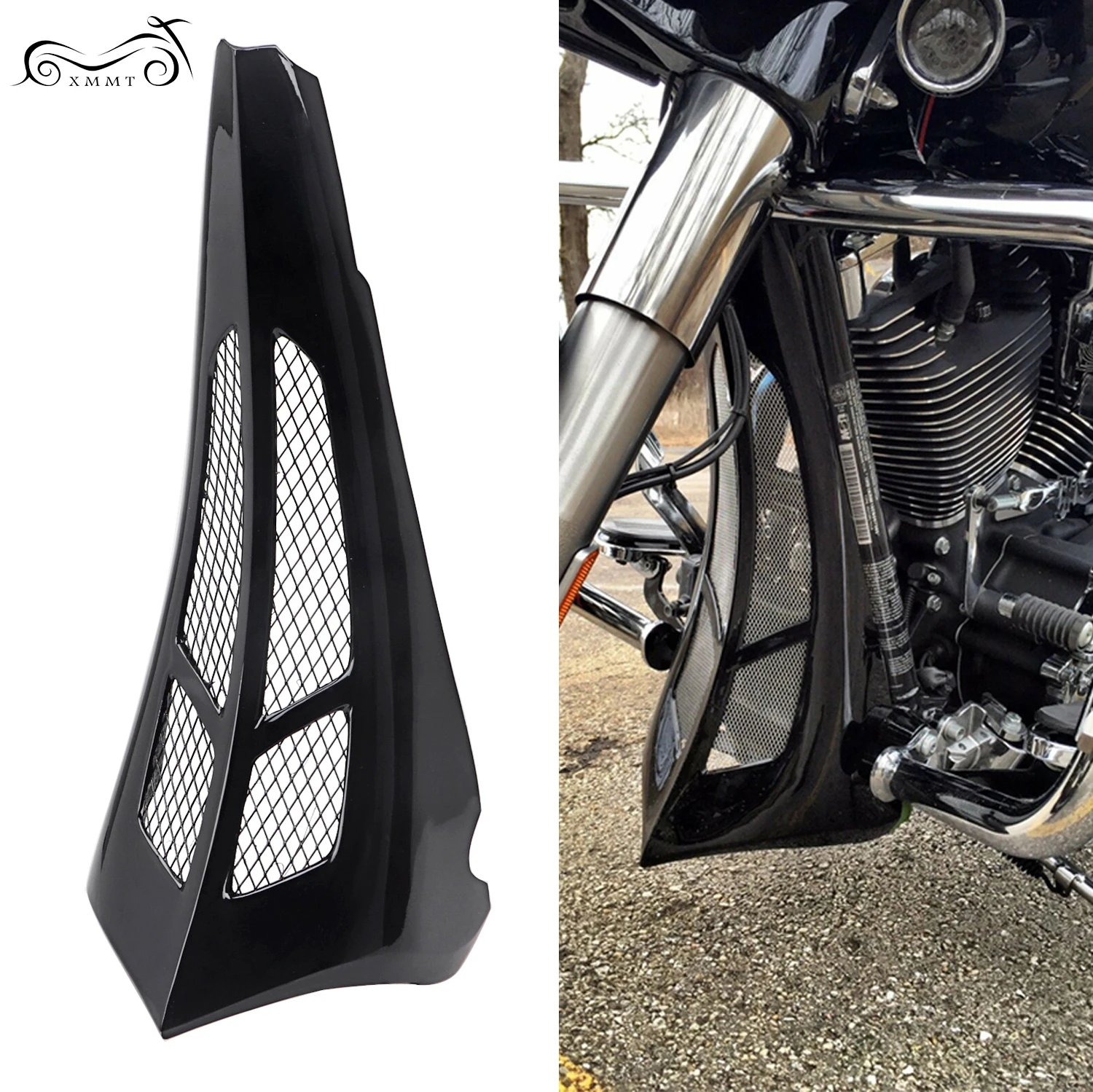 Яркий черный Индивидуальный спойлер для подбородка подходит Harley Touring Road King Street