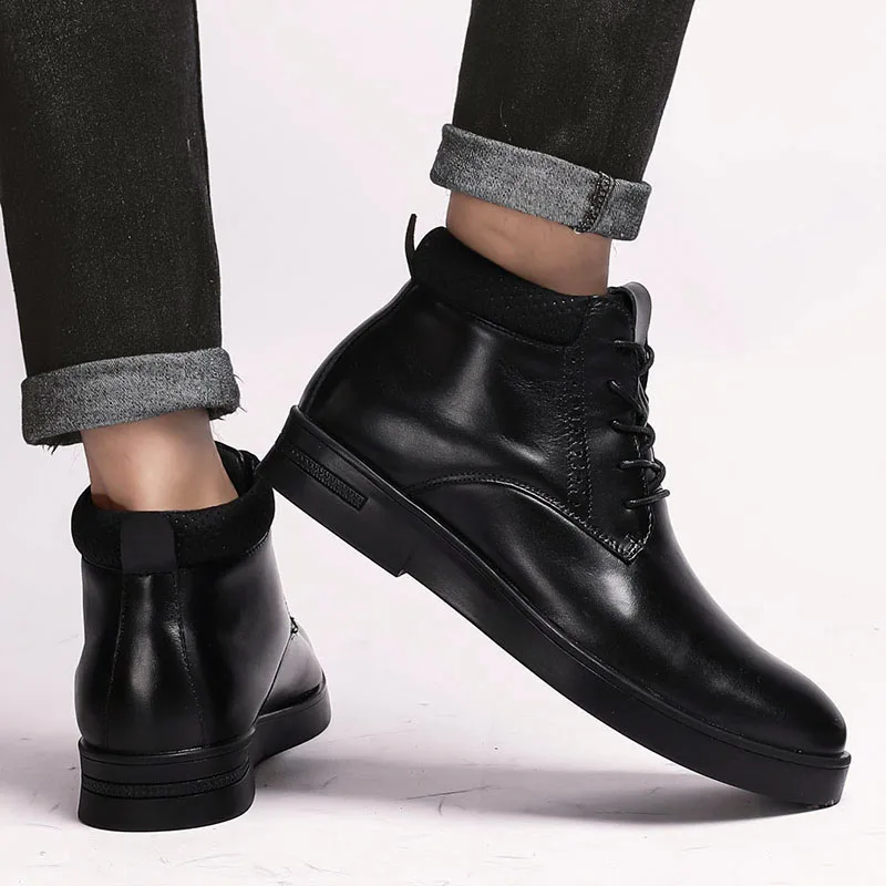 Мужская обувь из натуральной кожи зимние теплые ботинки для отдыха в старом