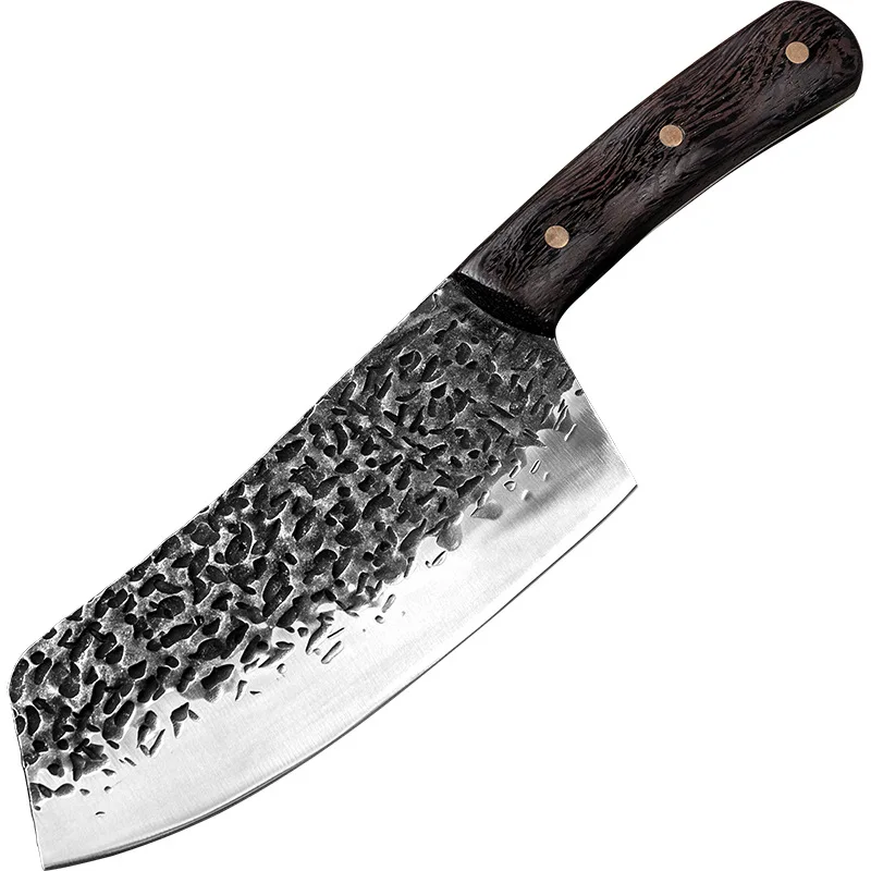 

MHNTLOS Traditional hand forged kitchen knife hammer stainless steel chef kitchen knife wooden meat cutting tool butcher