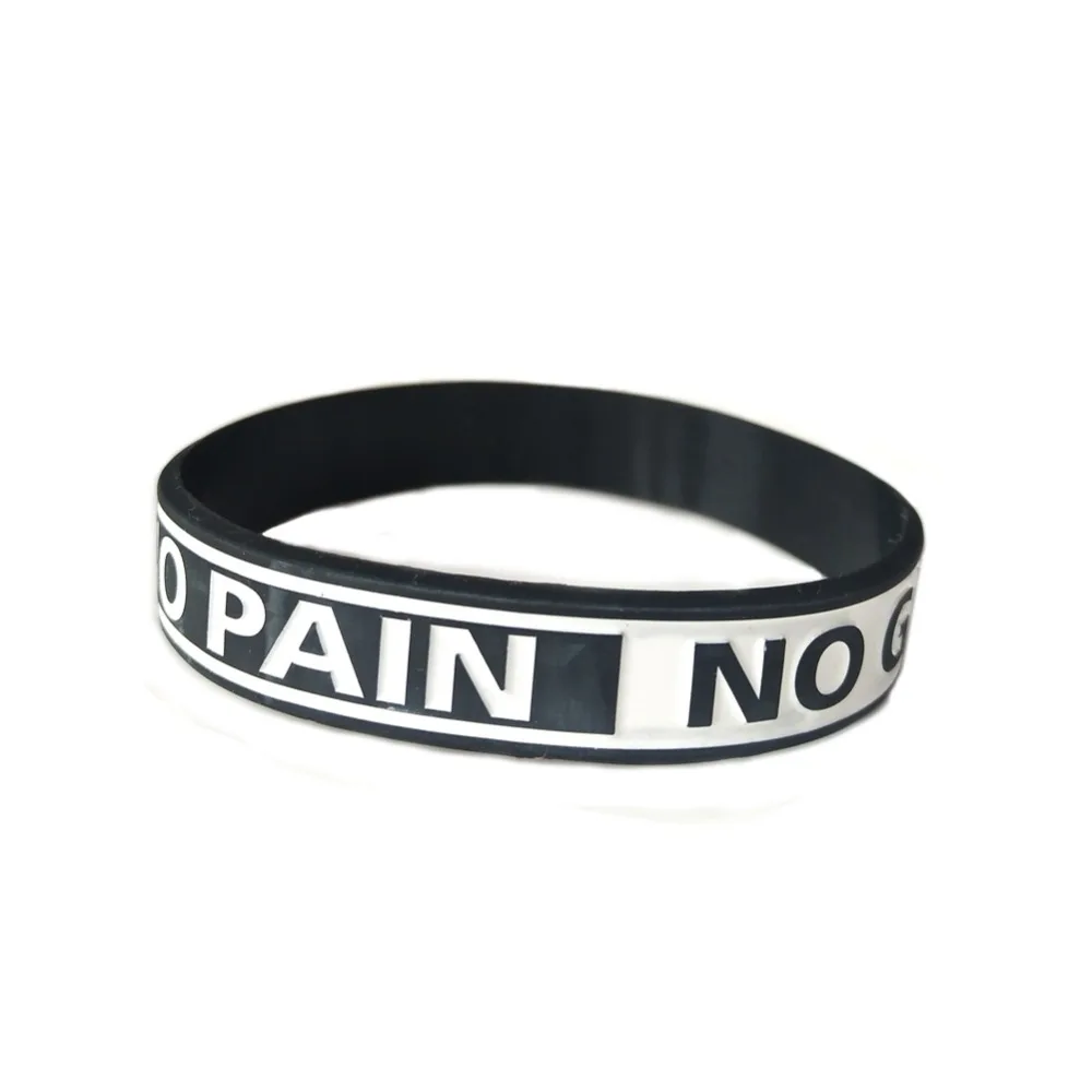 "Never give up"& "No Pain No Gian" мотивационные силиконовые браслеты резиновые браслеты, украшения вдохновляющие браслеты-подарки