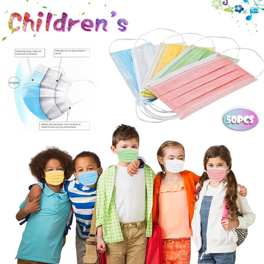 10/20/30/50Pcs Kids Disposable Mask 3 Layer Child Filter Hygiene Thicken Children's Face Halloween Cosplay Fast Delievry - купить по