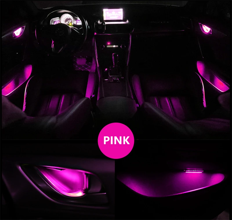 Pink QCDIN светодиодный светильник для салона автомобиля с дверными ручками, декоративный светильник s подлокотник, светильник для хранения - Испускаемый цвет: Pink