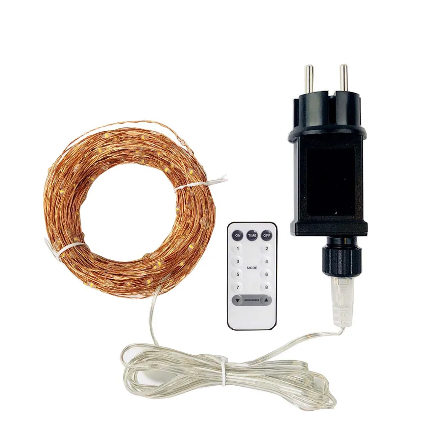 

50/60/80M LED Fairy String Lights With Remote Copper Wire Christmas Garland Light Wedding Garden Xmas Twinkle Light With Adapter