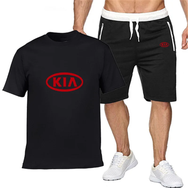 

Мужская летняя рубашка с коротким рукавом KIA MOTORS Car, Мужская футболка в стиле хип-хоп Harajuku, Высококачественная хлопковая футболка, штаны, кос...