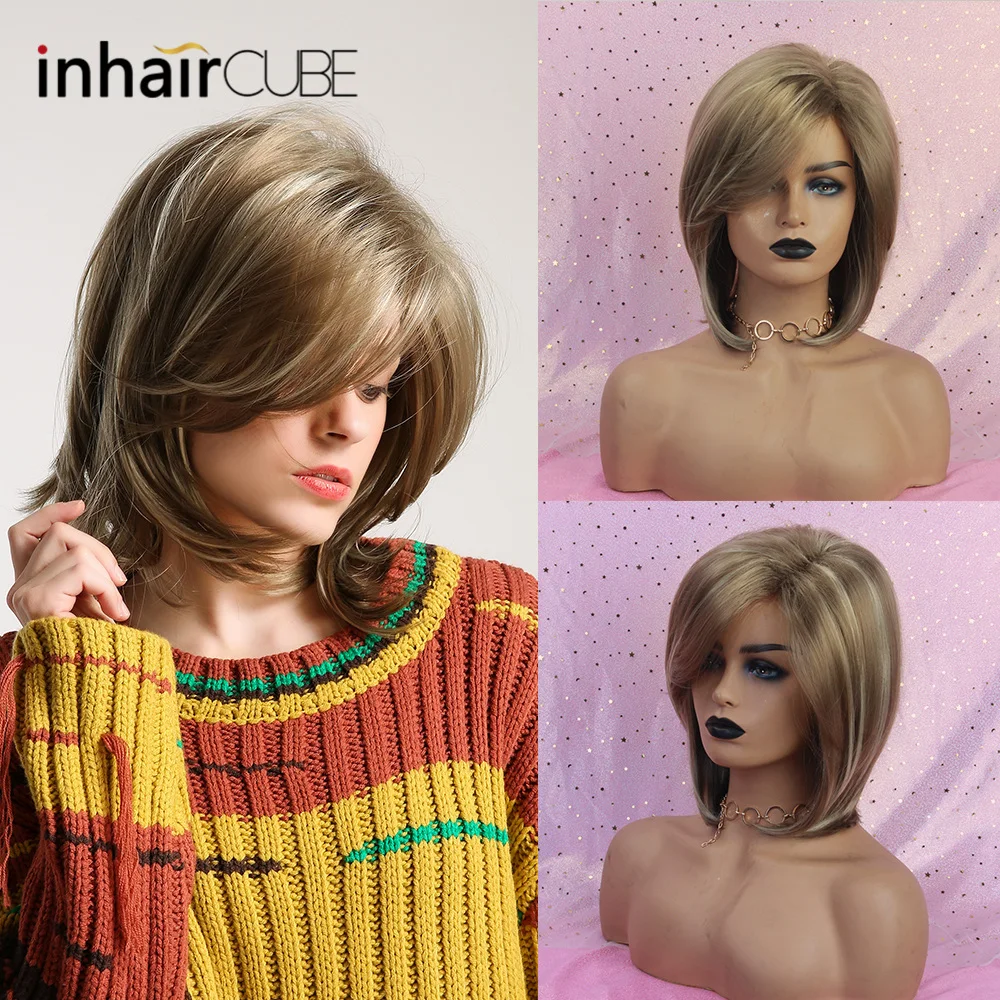 ESIN Женский синтетический парик из канекалона Карамельно коричневый цвет со