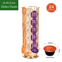 new gold 24cups rotatable coffee pod holder for dolce gusto capsule display capsule rack tower stand storage shelves