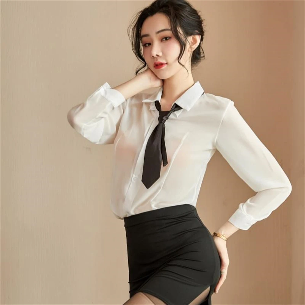 

Women's Sexy Tight-Fitting Buttocks Secretary Ol Uniform Temptation Teacher Nightclub Cosplay Hot Shirt Skirt Sexy Lingerie Suit