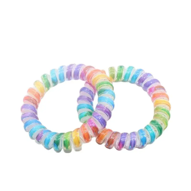 

Lot 8Pcs Colorful Telephone Wire Line Elastic For Ties Scrunchy Spring Band Gum Accessories Hair Rubber Rope