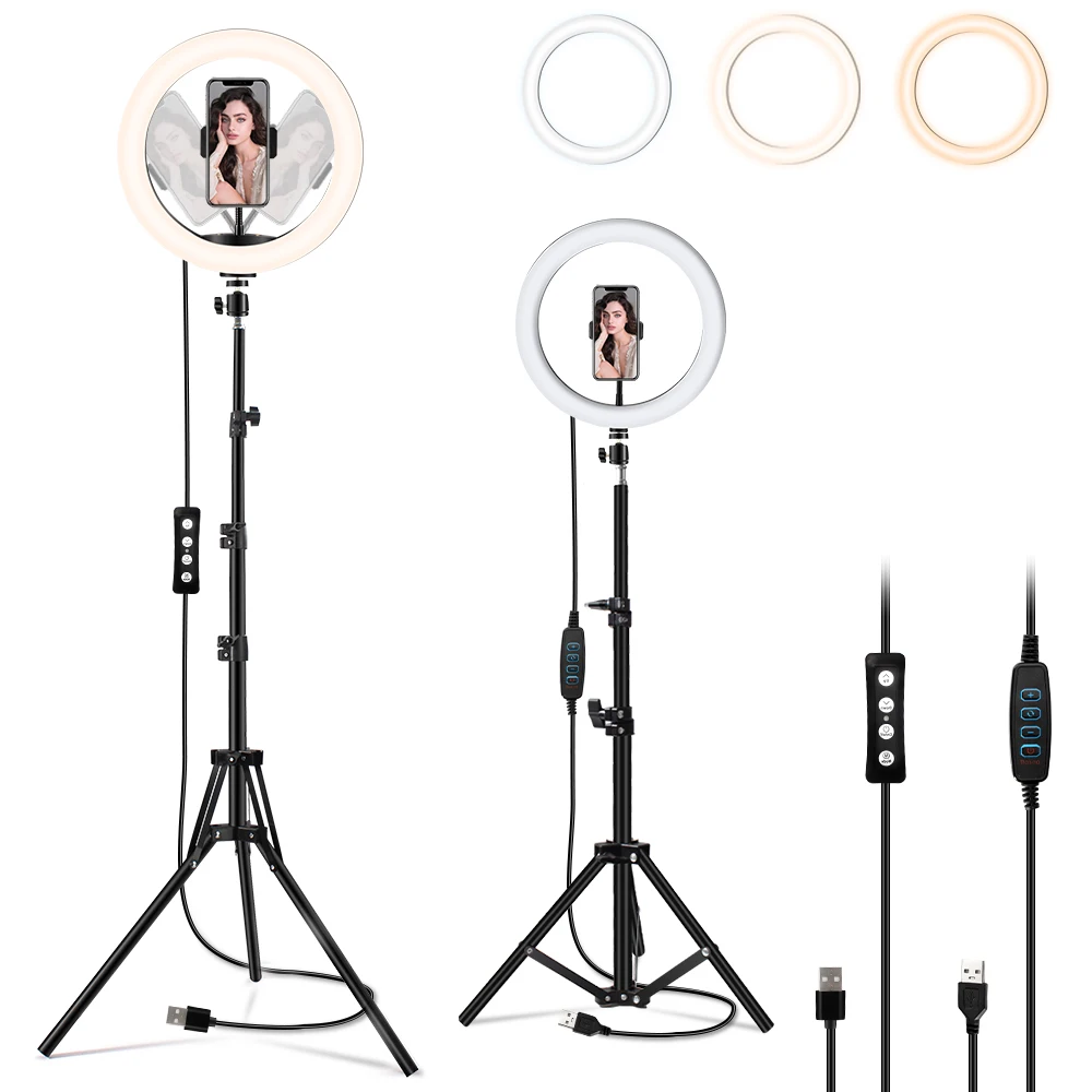 

12/13 Inch LED Selfie Ring Light with Tripod Stand Dimmable Led Camera Beauty Ringlight for YouTube Video Live Stream Makeup