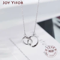 925 sterling silver double circle cz zirconia necklaces pendants for women girl trendy gift