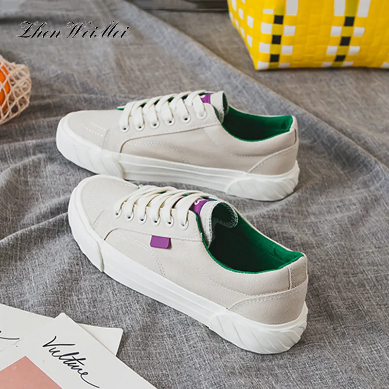 Новинка Осенняя модная женская обувь парусиновая Обувь На Шнуровке мужские и