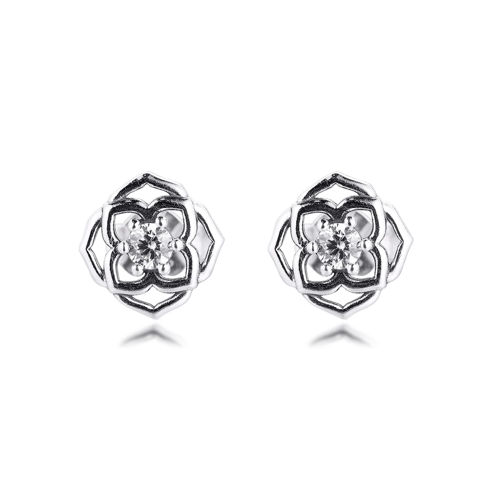 

2021 Timeless Rose Petals Mum Gift Birthday Mother's Day Free Shipping 100% Real S925 Sterling Silver Stud Earring for Women
