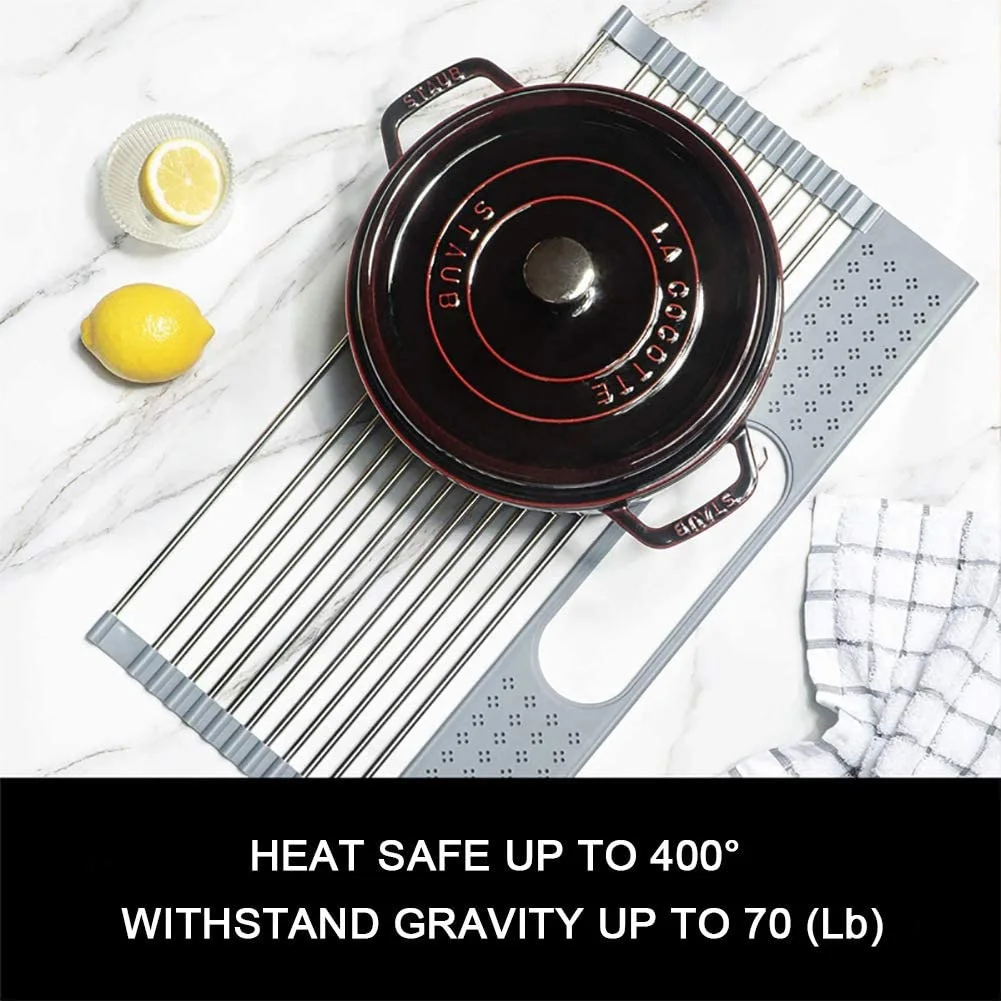 

Foldable Stainless Steel Dish Drying Rack Holder Sink Drain Rack Storage Organizer Roll Up Dish Drying Rack For Kitchen