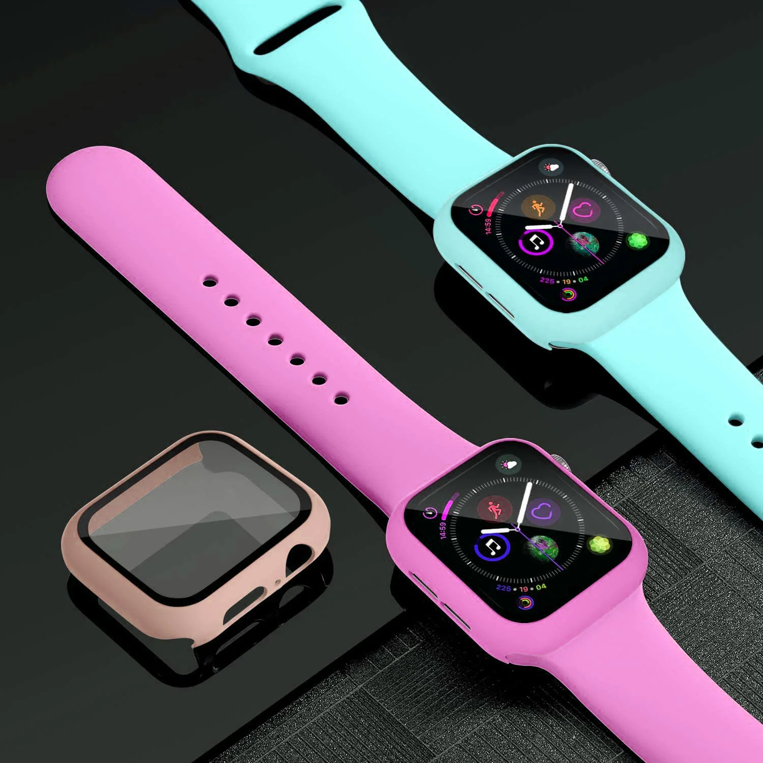 Стекло + чехол ремешок для Apple Watch band 44 мм 40 38 42 силиконовый смарт часов iWatch 3 4 5 6 se