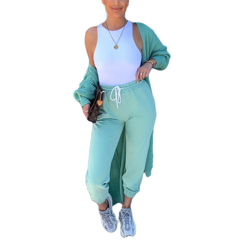 

Womens Solid-Color Soft Open Front Long-Sleeves Knit Cardigan Sweater Ladies Loose Outwear Coat Knitting Shirt